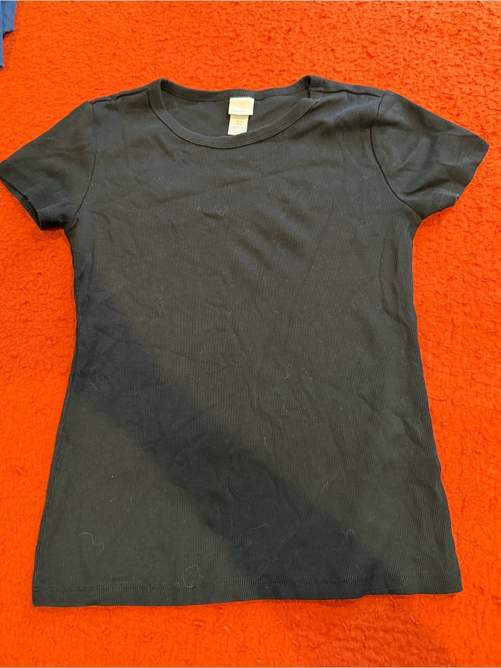 H&M Basic Black Ribbed Short Sleeve Shirt